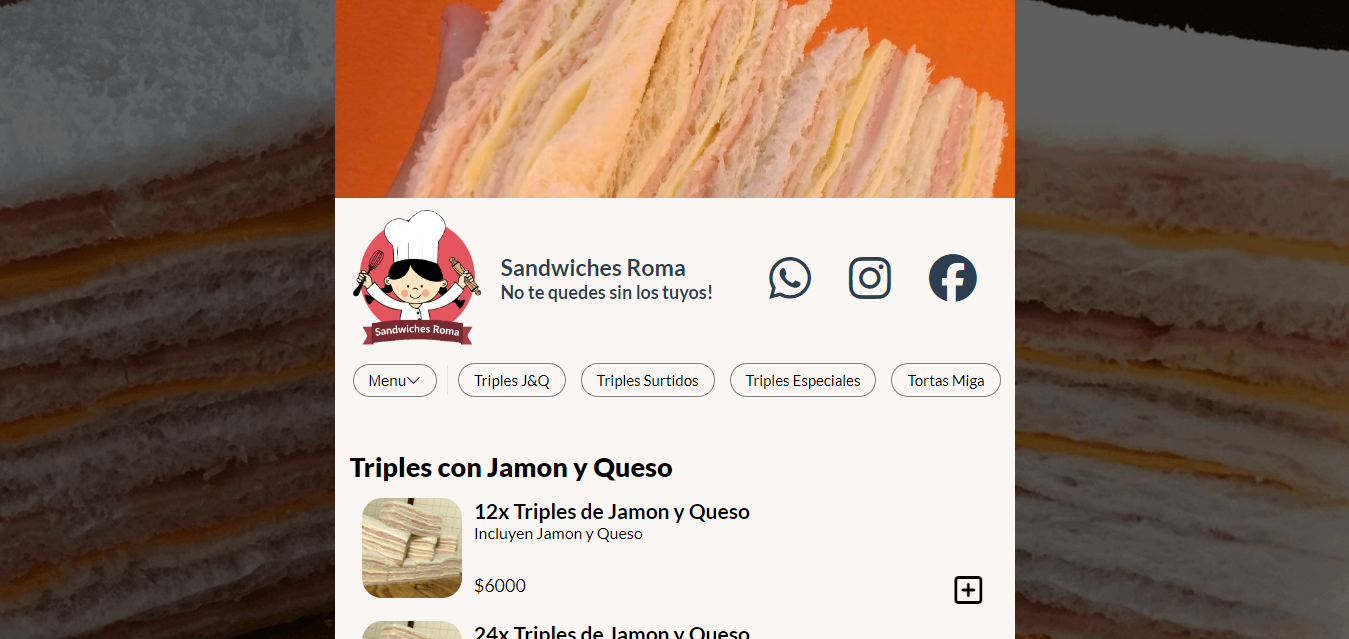 Sandwiches Roma - Delivery Ecommerce